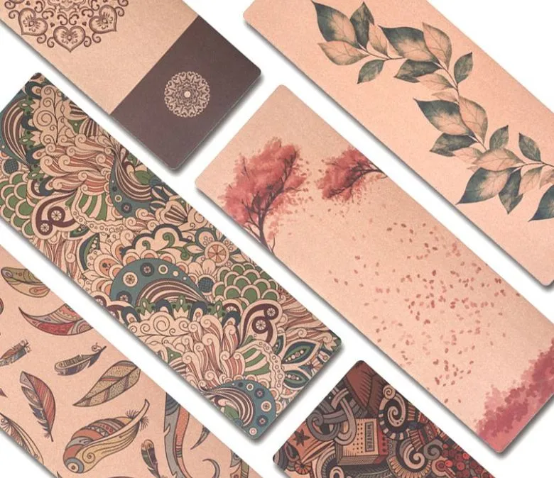 Botanikai nyomtatott natúr parafa gumi jógaszőnyeg