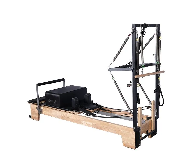 Deluxe tölgyfa pilates reformer féltrapézzel